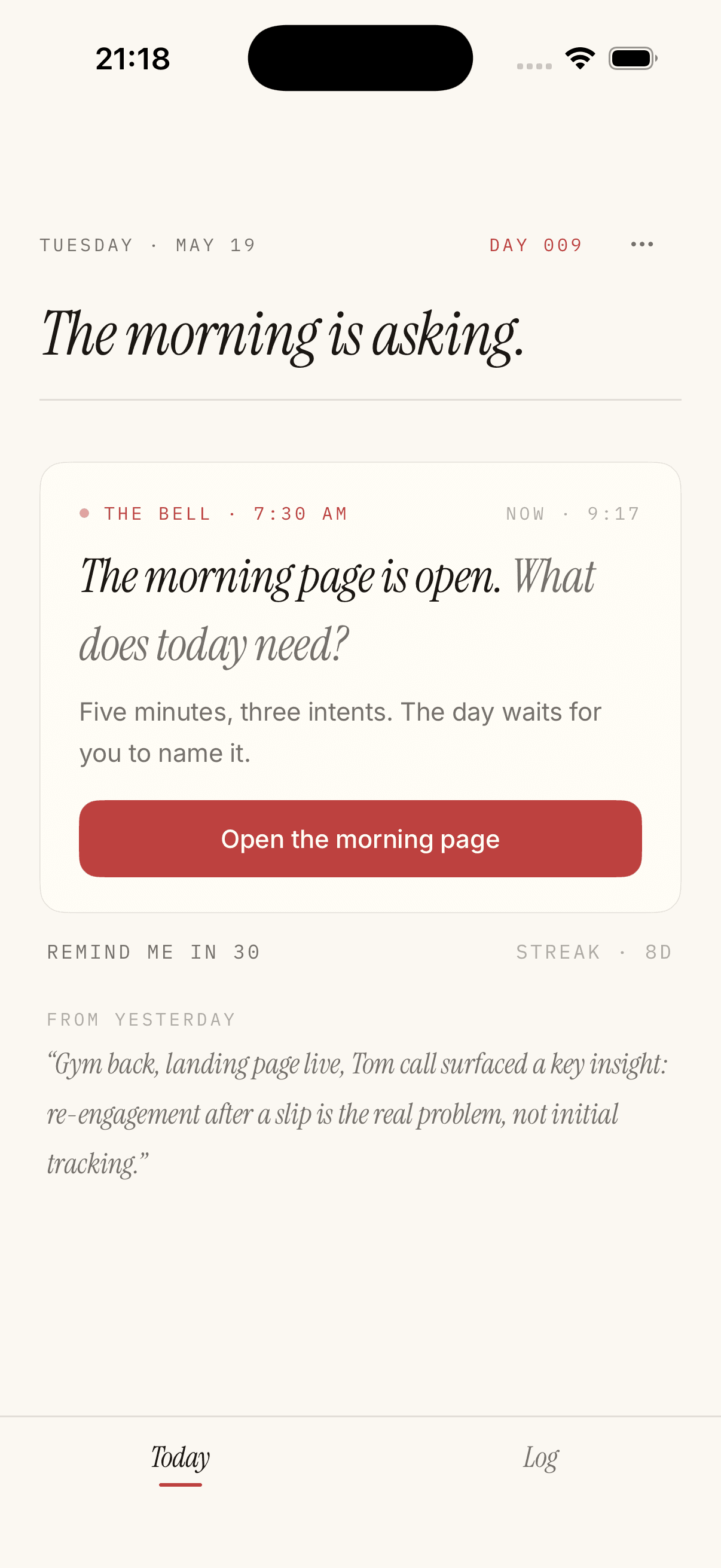 Dayarc day summary and goals on iPhone